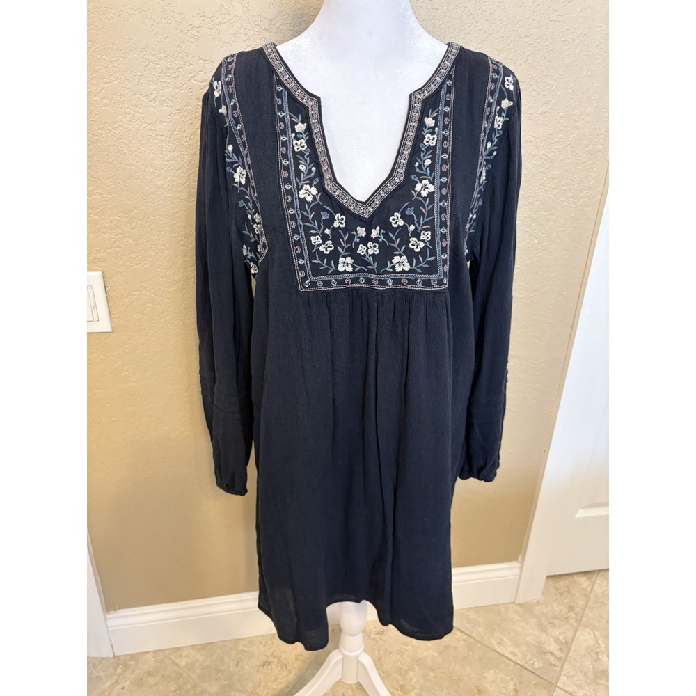 Abercrombie And Fitch Floral Embroidered Bohemian Gauzy Mini Dress, Relaxed, S